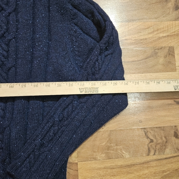 BKE 67 Cable Knit Sweater Blue Size XL Lambswool Cotton Nylon - Picture 6 of 8